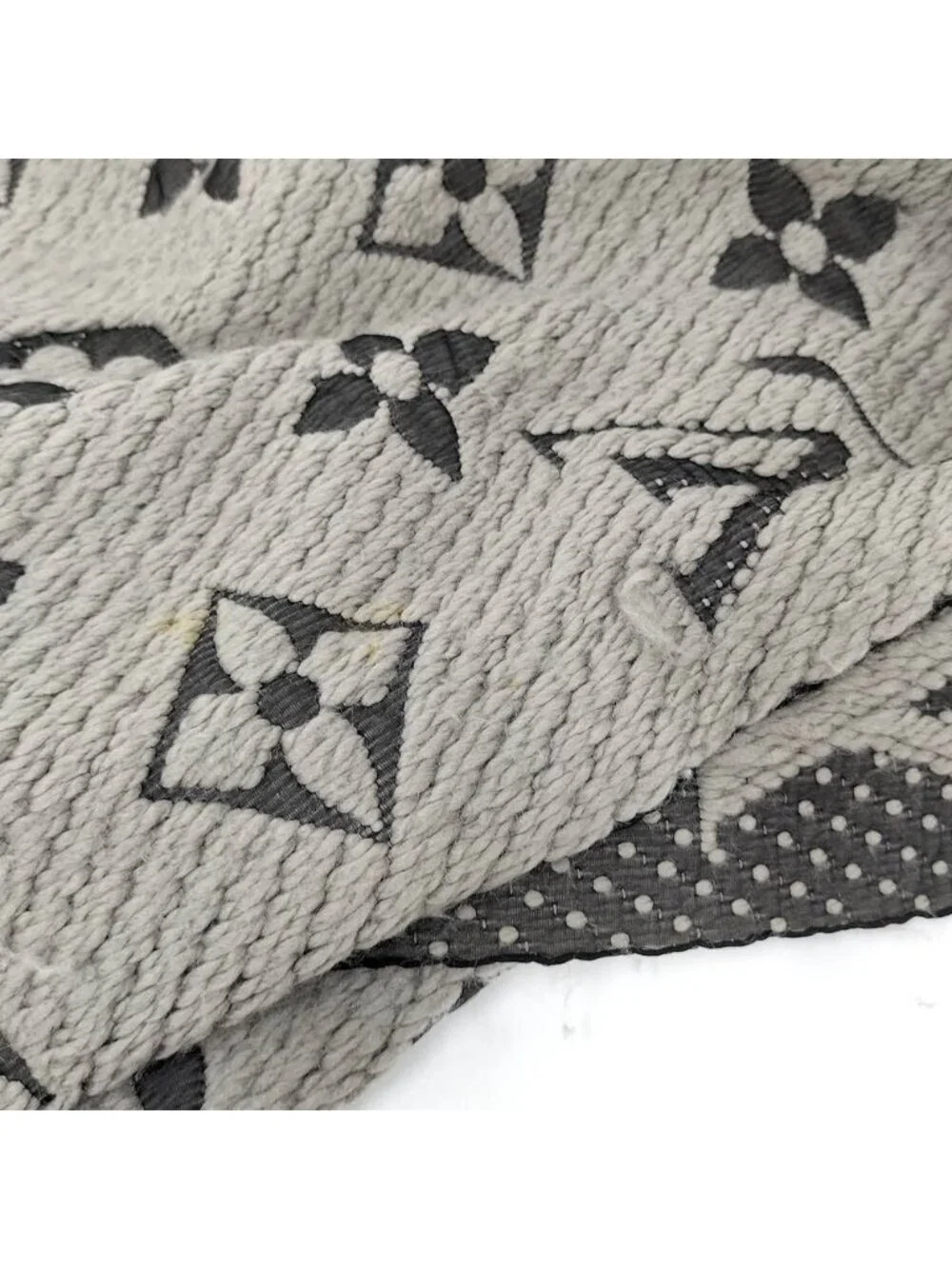 Louis Vuitton Scarf Escherve Logo Mania Wool Silk Light Gray